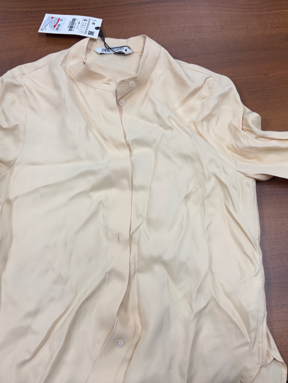 Zara Cream Silk-Feel Button Front Chemise